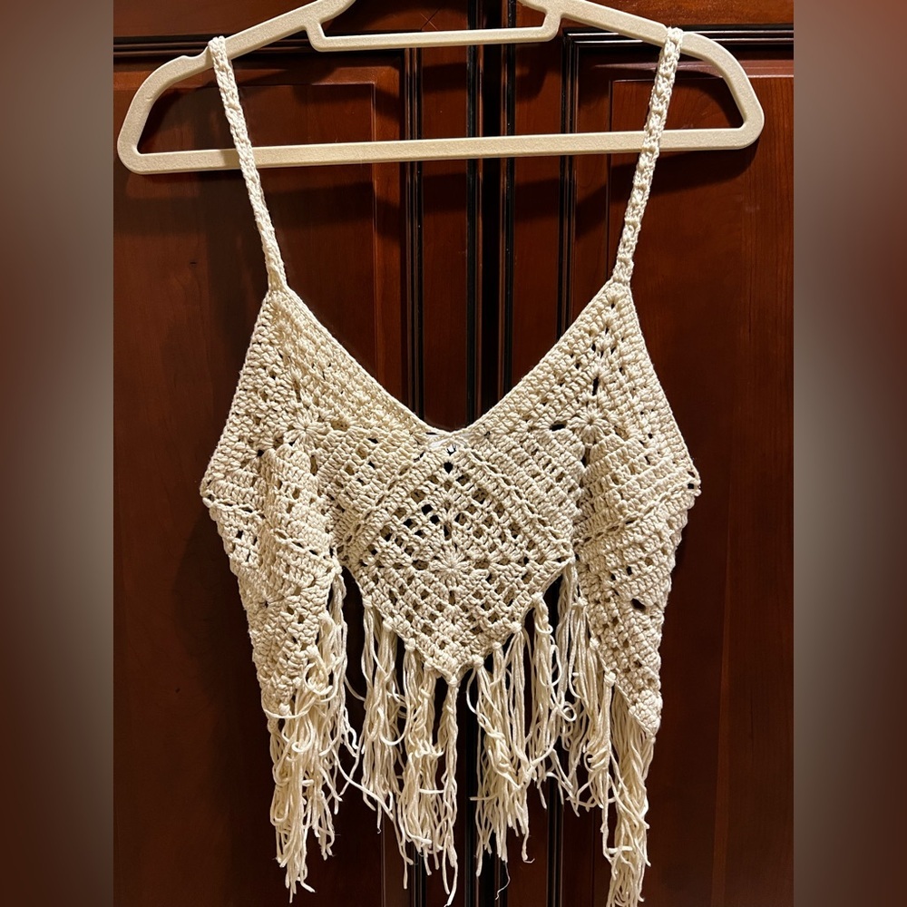 Lulu's Cream Crochet Knit Top - - Picture 4 of 4